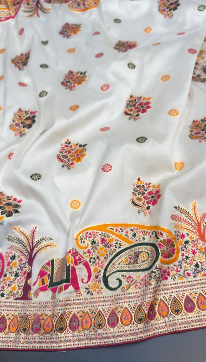 Rajwada Rangoli – A Royal Heritage Saree Featuring Exquisite Paisley, Floral &amp; Elephant Motifs