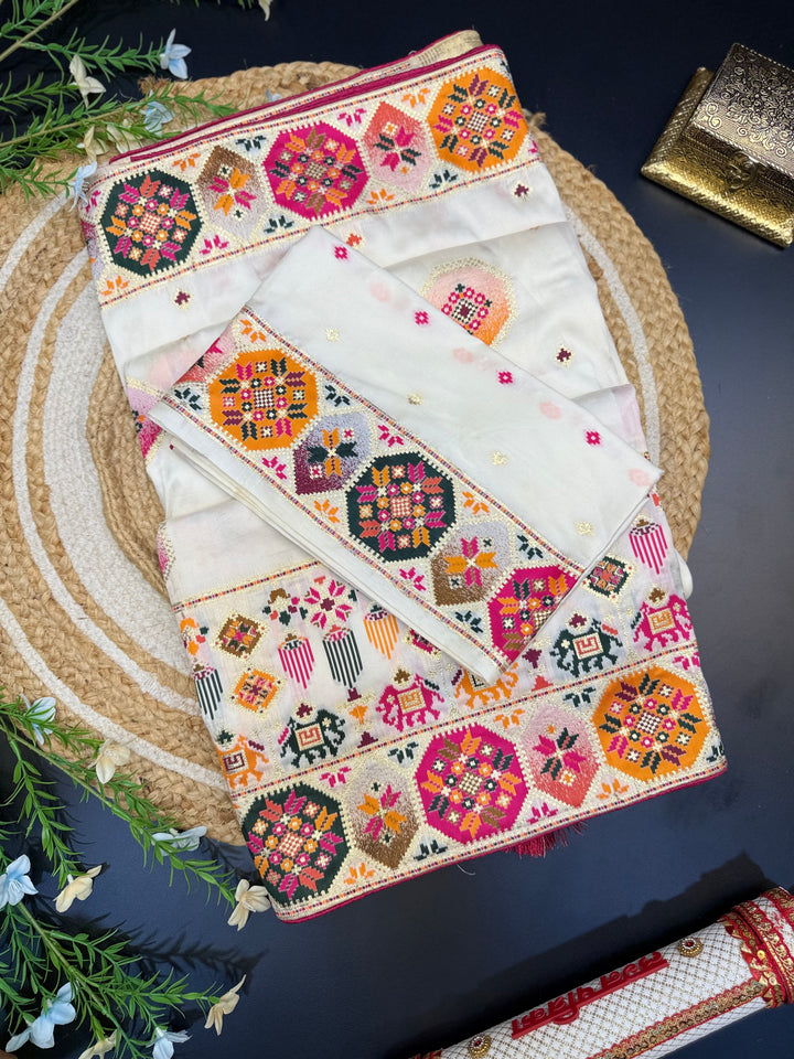 Rangmala Hand Embroidered Multicolor Pashmina  Designer Saree