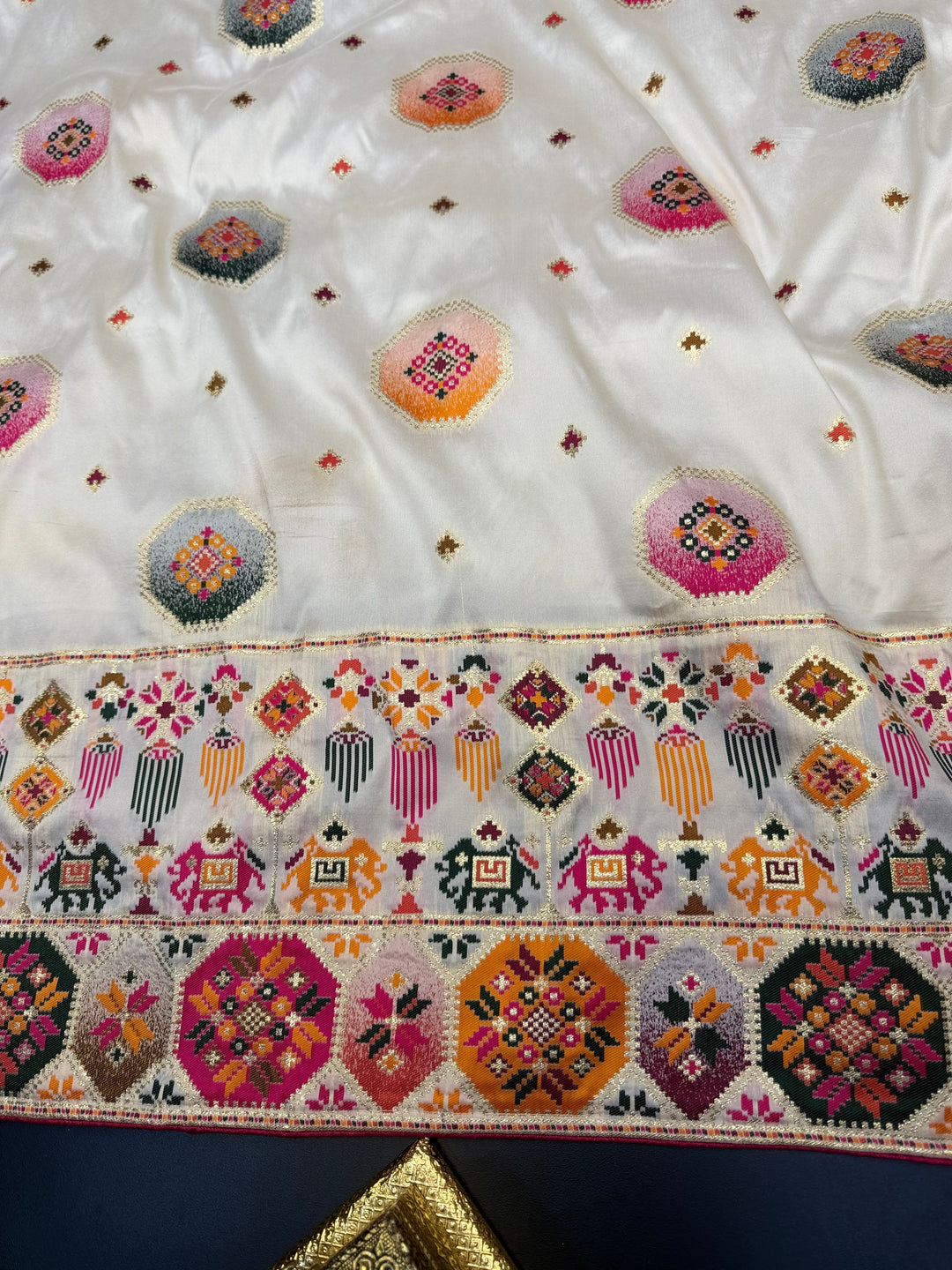 Rangmala Hand Embroidered Multicolor Pashmina  Designer Saree