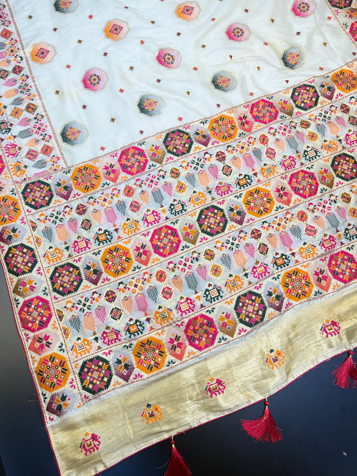 Rangmala Hand Embroidered Multicolor Pashmina  Designer Saree