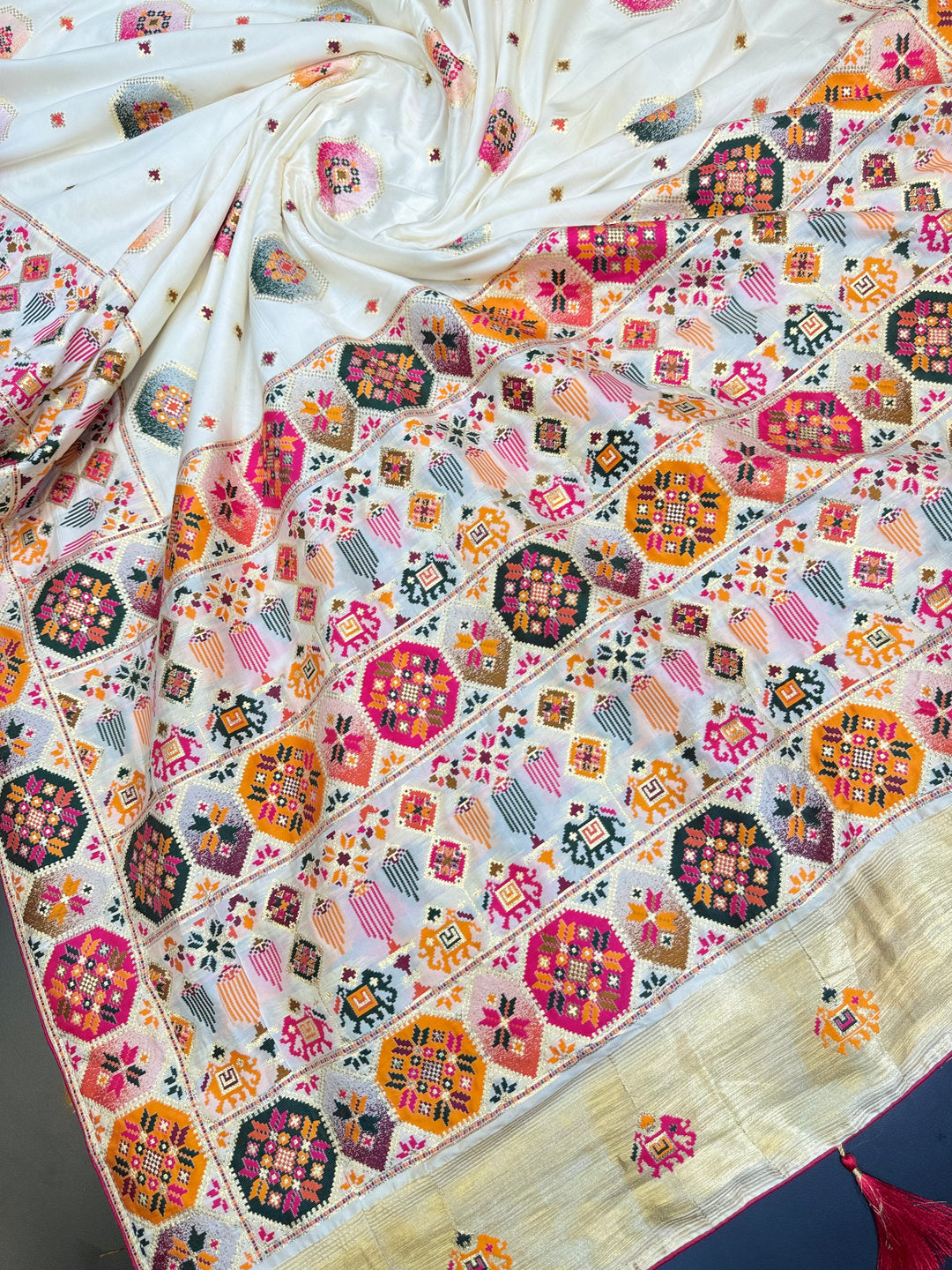 Rangmala Hand Embroidered Multicolor Pashmina  Designer Saree