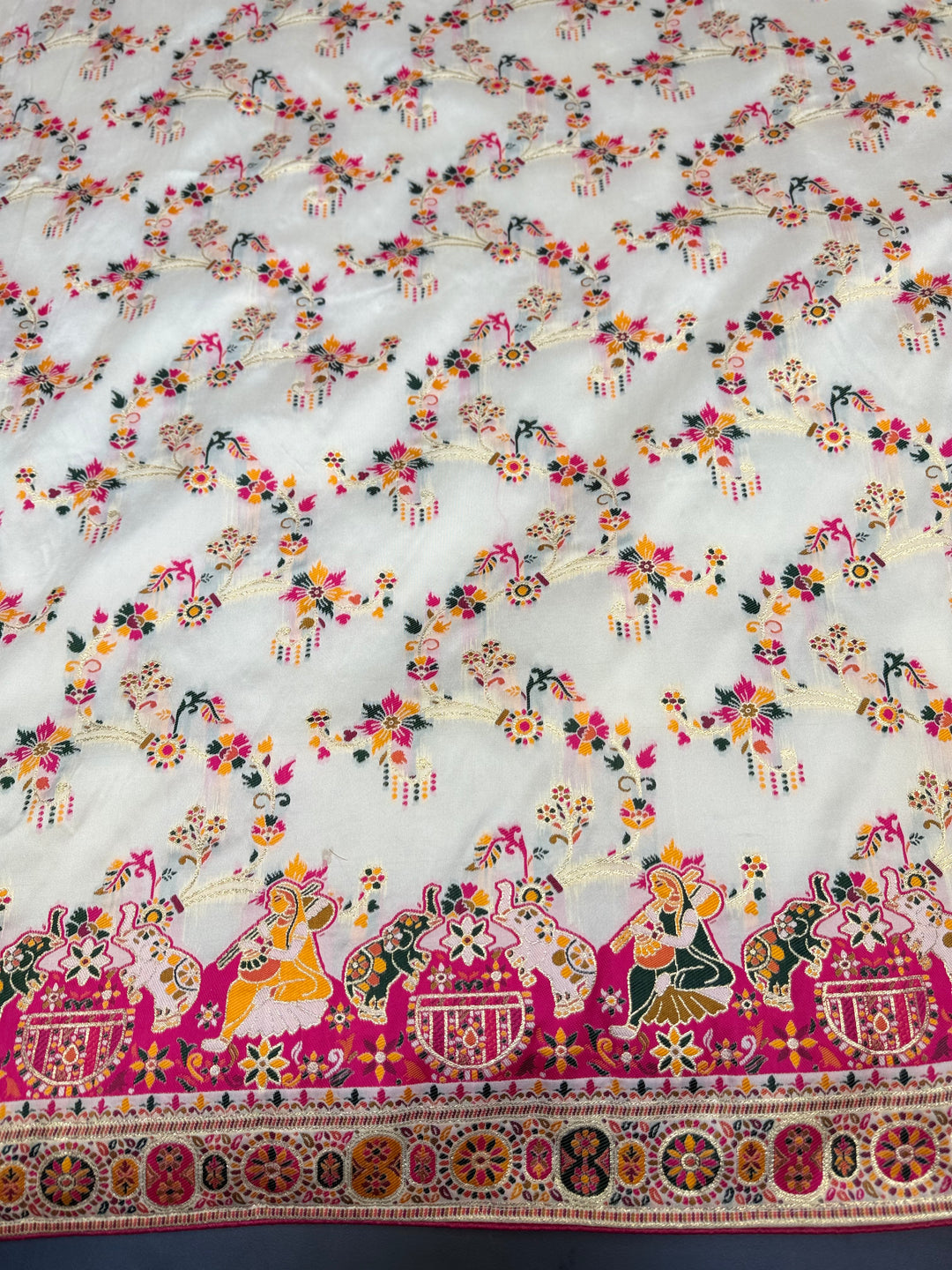 Elegant Multicolor Floral Embroidered Traditional Pashmina Gulraaz Designer Saree