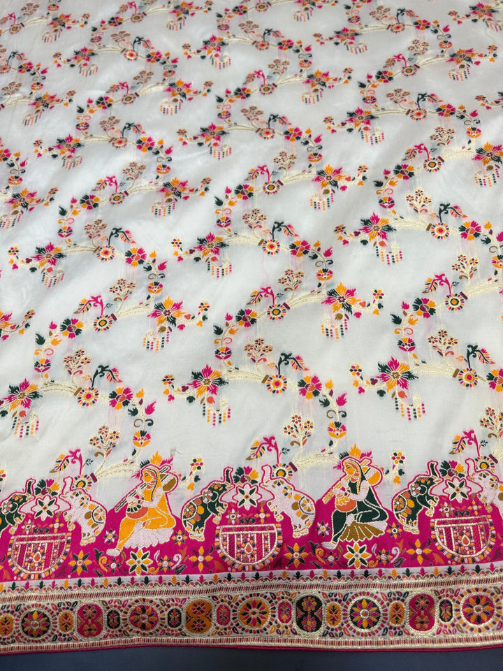 Elegant Multicolor Floral Embroidered Traditional Pashmina Gulraaz Designer Saree
