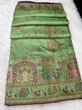 Elegant pista green Woven Saree with Intricate Floral Motifs & Rich Zari Border (Copy)
