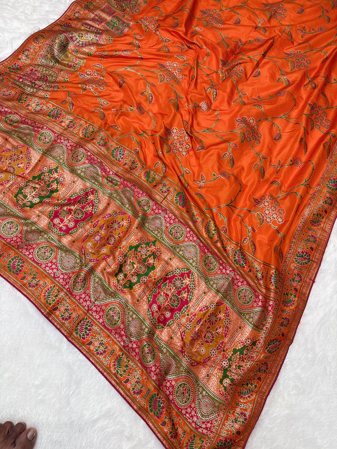 Elegant orenga Woven Saree with Intricate Floral Motifs &amp; Rich Zari Border (Copy) (Copy) (Copy)