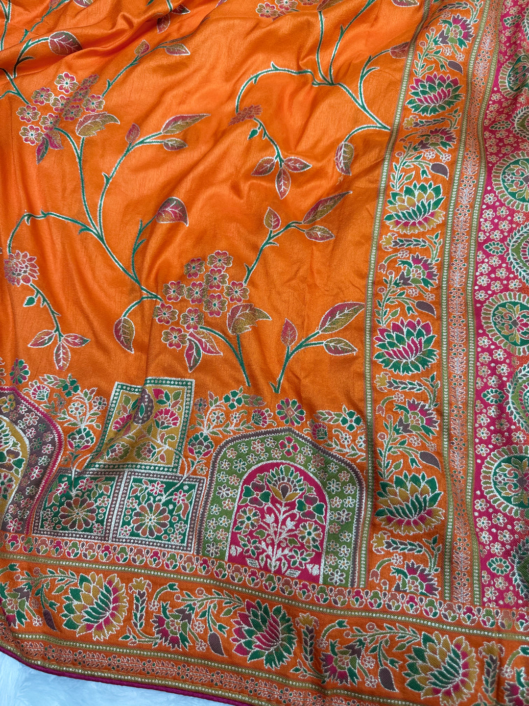 Elegant orenga Woven Saree with Intricate Floral Motifs &amp; Rich Zari Border (Copy) (Copy) (Copy)