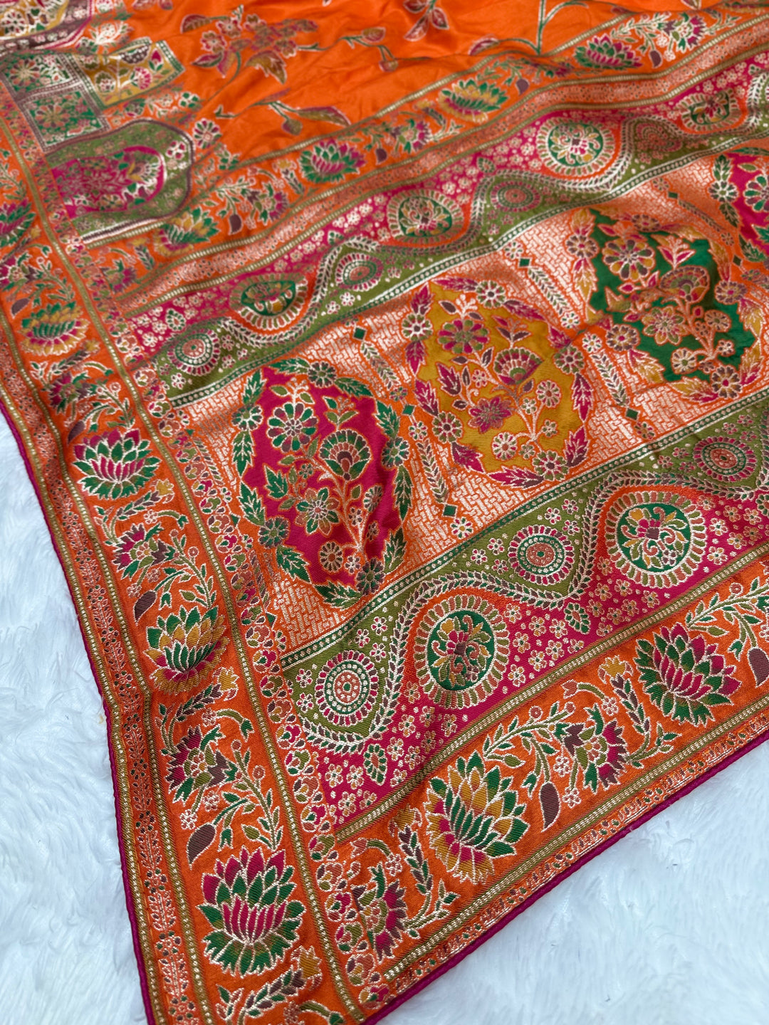 Elegant orenga Woven Saree with Intricate Floral Motifs &amp; Rich Zari Border (Copy) (Copy) (Copy)