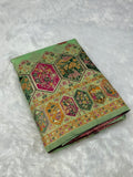 Royal  Pashmina Saree with Traditional Narrative Motifs & Designer Meenakari Border-PISTA