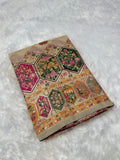 Royal  Pashmina Saree with Traditional Narrative Motifs & Designer Meenakari Border-OFF WHITE