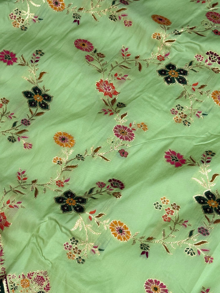 Royal  Pashmina Saree with Traditional Narrative Motifs &amp; Designer Meenakari Border-PISTA