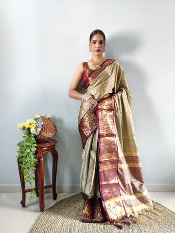 Zari Weaving Banarasi Soft Silk Ready to Wear Saree