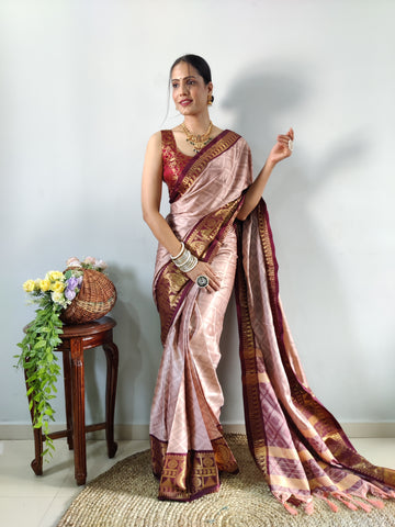 Zari Weaving Banarasi Soft Silk Ready to Wear Saree