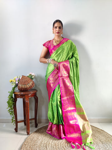 Zari Weaving Banarasi Soft Silk Ready to Wear Saree