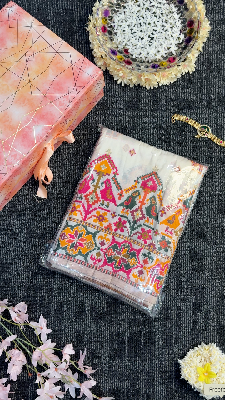 Shahi Rangrez Elephant Motif Designer Pashmina Saree