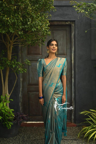 Traditional Kanjivaram Woven Silk Saree With Blouse Piece