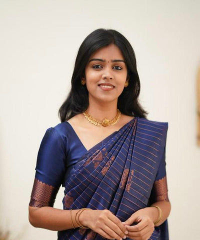 Wedding Wear Kanjivaram Woven Silk Saree With Blouse Piece