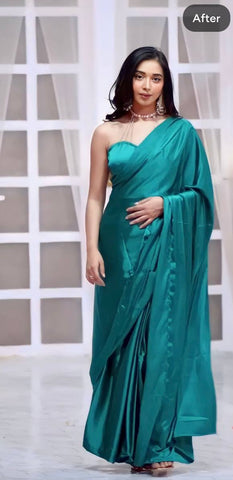 1-Min Satin Ready To Wear Saree With Blouse Piece