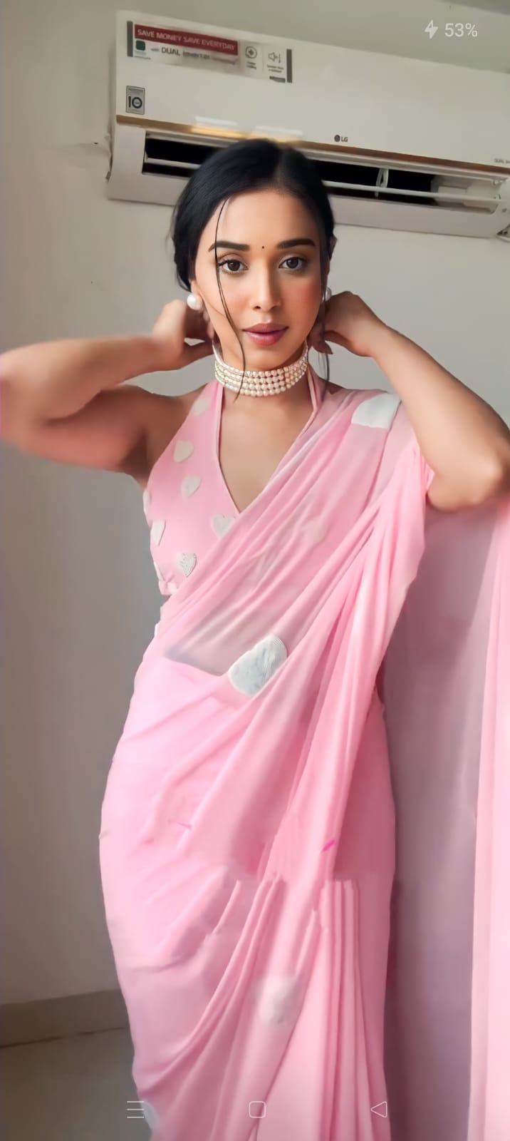 Baby Pink Colour 1-Min Georgette Ready To Wear Saree With Blouse Piece