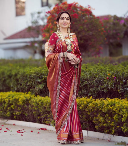 Kanjivaram Rich Pallu And Jacquard Work On All Over The Soft Silk Saree