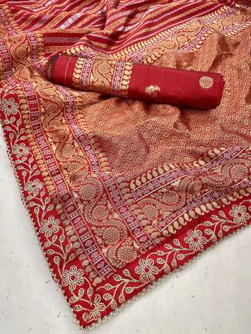 Kanjivaram Rich Pallu And Jacquard Work On All Over The Soft Silk Saree