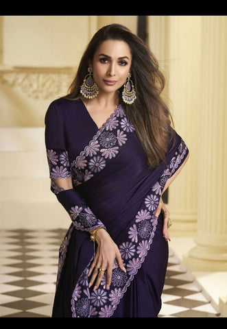 Party Wear Embroidered Saree Inspired From Malaika Arora