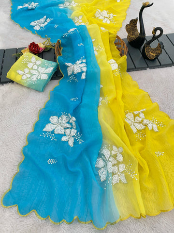 New Soft Shaded Crunchy Fancy Saree