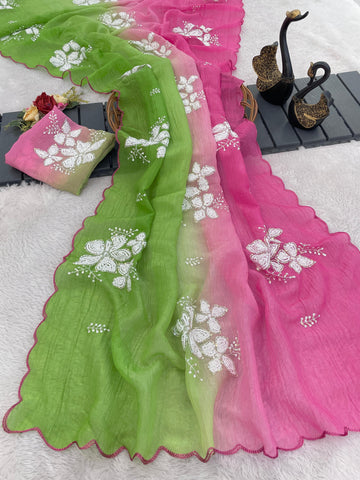 New Soft Shaded Crunchy Fancy Saree