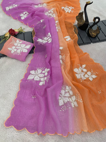 New Soft Shaded Crunchy Fancy Saree