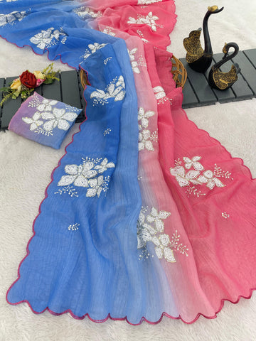 New Soft Shaded Crunchy Fancy Saree