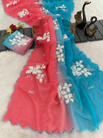 New Soft Shaded Crunchy Fancy Saree