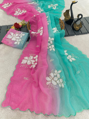 New Soft Shaded Crunchy Fancy Saree