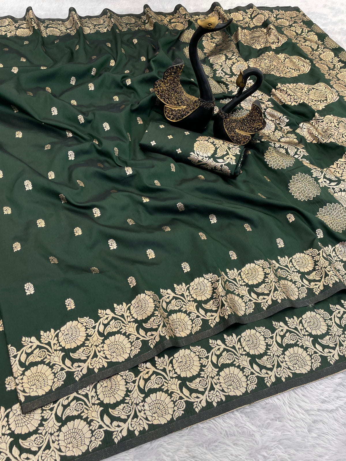 Pure Soft Banarasi Silk  green Saree
