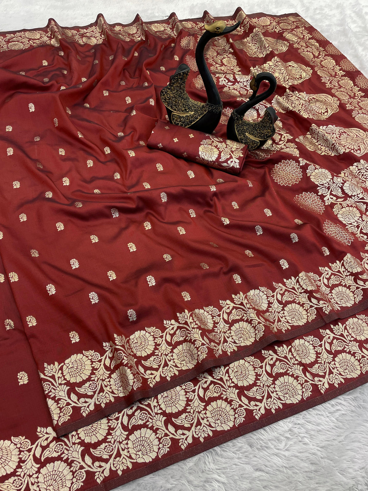 Pure Soft Banarasi Silk  Maroon Saree