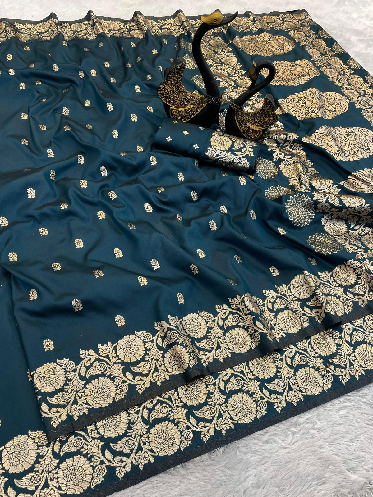 Pure Soft Banarasi Silk Dark blue Saree