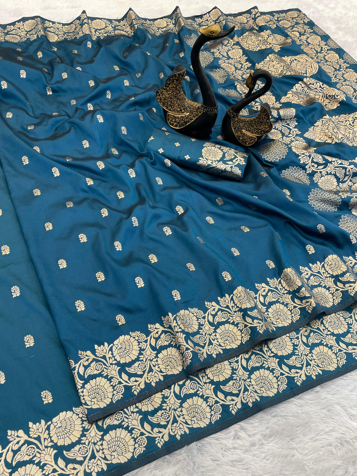 Pure Soft Banarasi Silk  sky blue Saree