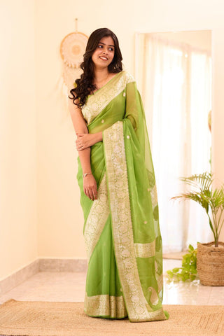 Ocean Blue Cotton Silk Saree With Scintillating Blouse Piece