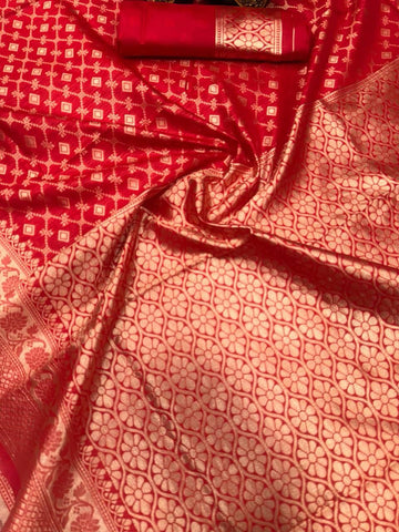 Red Litchi Silk Banarasi Saree