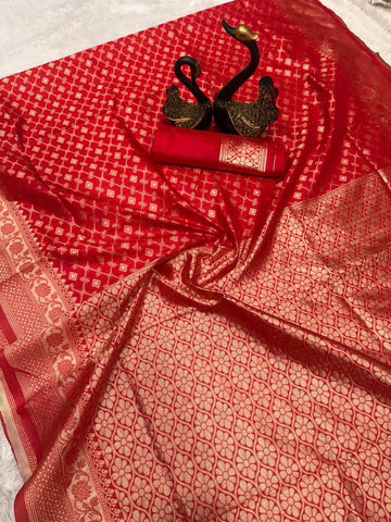Red Litchi Silk Banarasi Saree