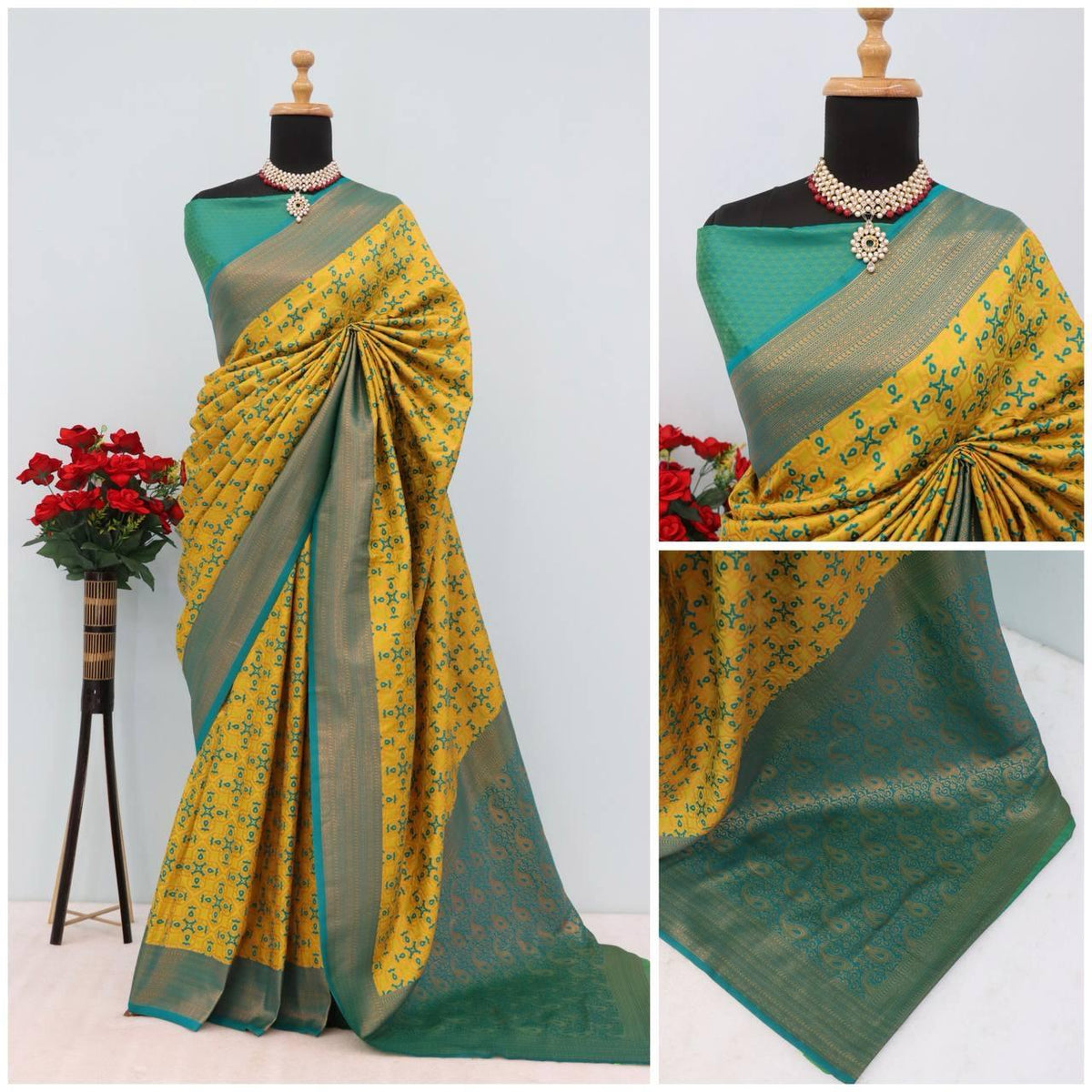 KANIJIVARAM PREMIUM SOFT SILK SAREE yellow