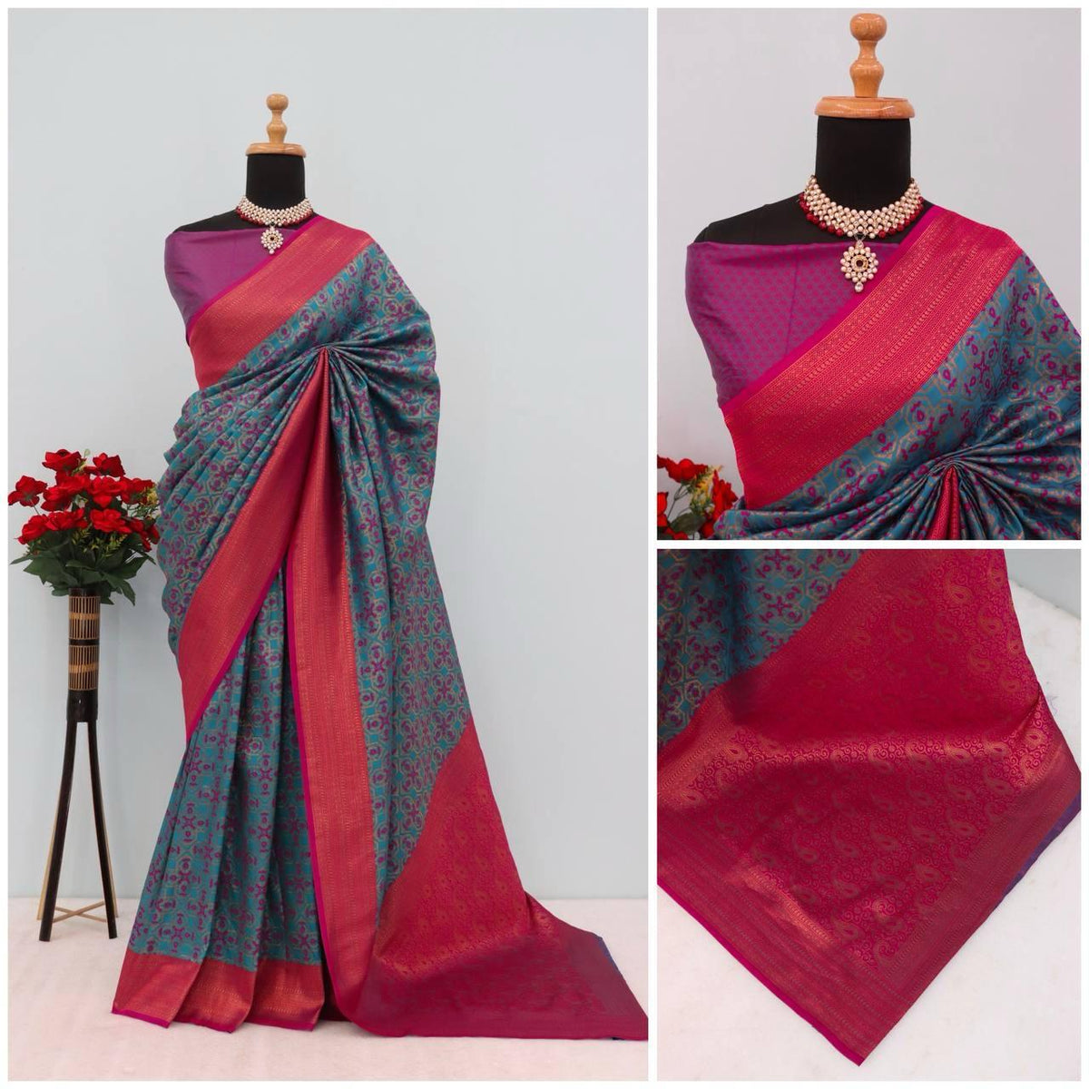 KANIJIVARAM PREMIUM SOFT SILK PINK SAREE