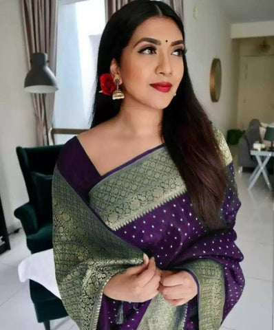 Women's Kanjivaram SoftS Silk Saree With Blouse Piece