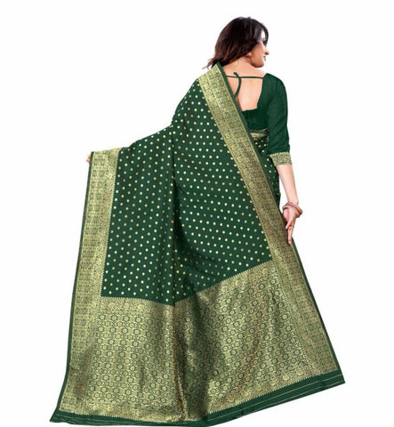 Women's Kanjivaram SoftS Silk Saree With Blouse Piece