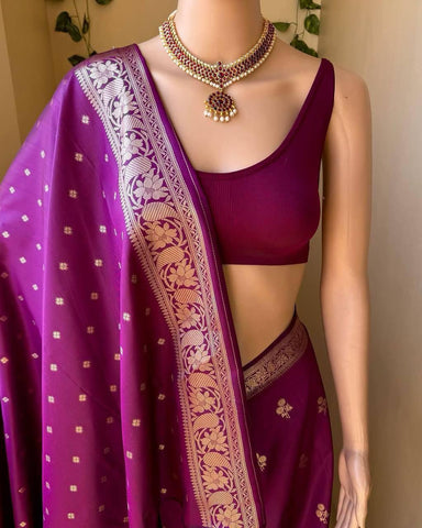 MAGENTA SMALL BORDER ART SILK SAREE