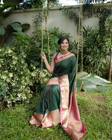 Trendy Jacquard Zari Woven Litchi Silk Traditional Soft Banarasi Saree