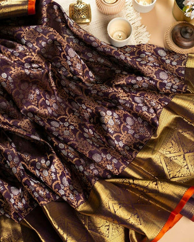 Rose Belly Banarasi Soft Silk Saree With Blouse Piece Piece
