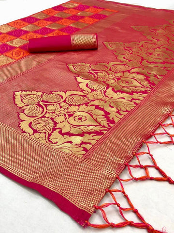 Red Zari Woven Traditional Saree