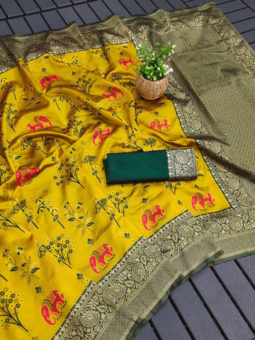 BEAUTIFUL RICH PALLU ACQUARD WORK ON ALL OVER THE SAREE.