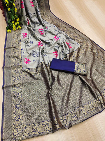 BEAUTIFUL RICH PALLU ACQUARD WORK ON ALL OVER THE SAREE.