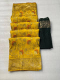 Midnight Majesty Banarasi Nilotpala Silk Saree - YELLOW
