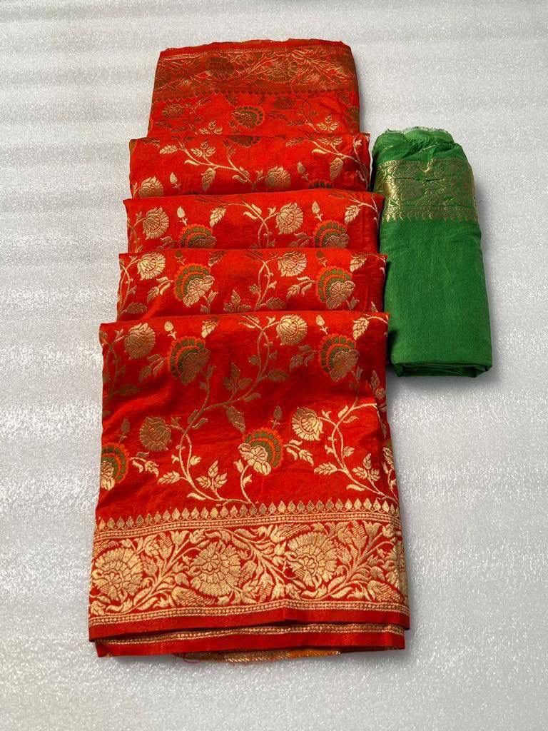 Midnight Majesty Banarasi Nilotpala Silk Saree - RED